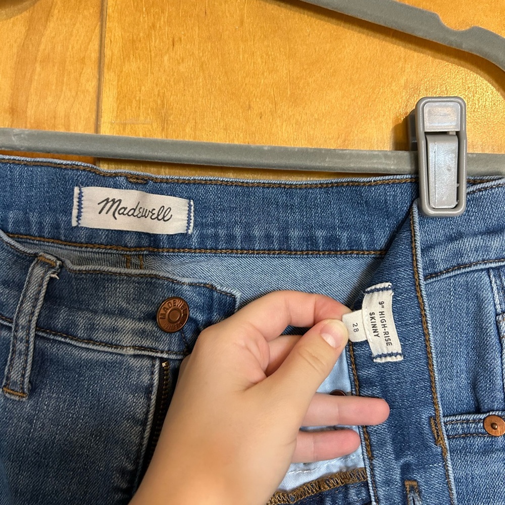 Madewell High Rise Ripped Blue Jeans - Picture 6 of 9